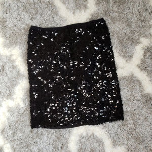 [Ann Taylor] Black Sequin Pencil Skirt